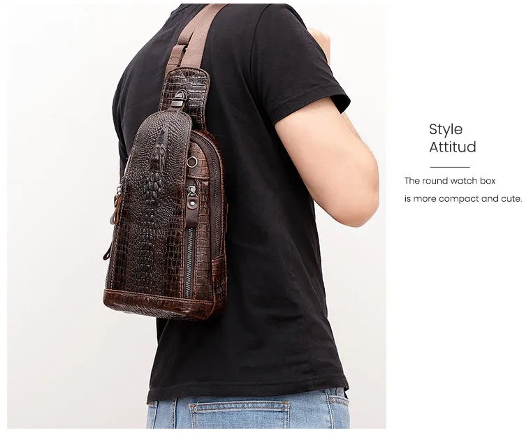 Cool Sling Crossbody Backpack For Men Leather Sling Bag Mens One Shoulder Backpack