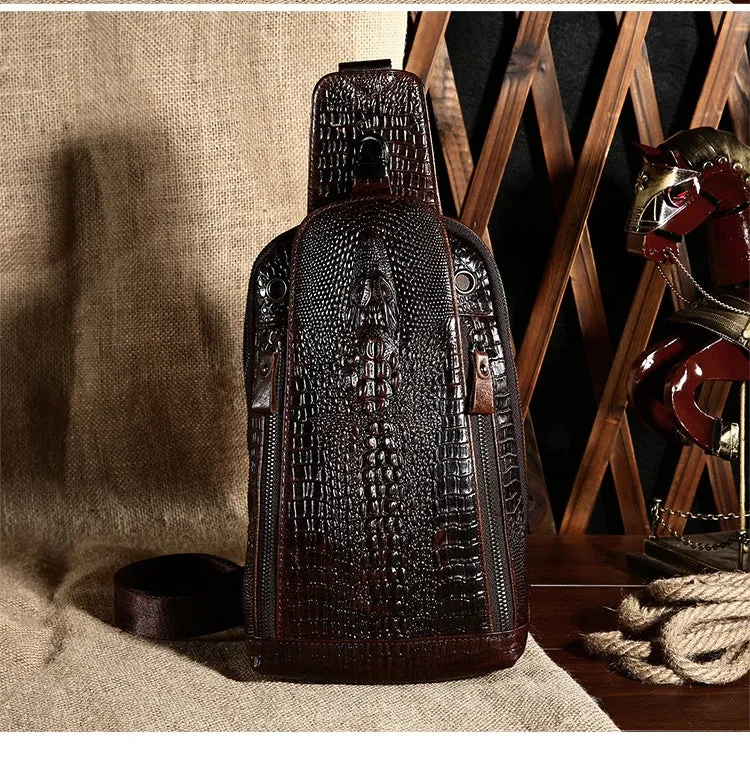 Cool Sling Crossbody Backpack For Men Leather Sling Bag Mens One Shoulder Backpack