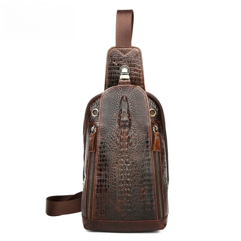 Cool Sling Crossbody Backpack For Men Leather Sling Bag Mens One Shoulder Backpack