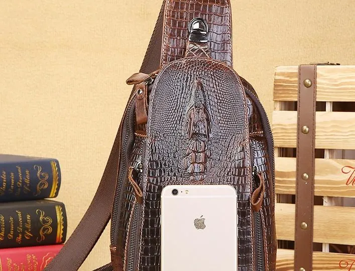 Cool Sling Crossbody Backpack For Men Leather Sling Bag Mens One Shoulder Backpack