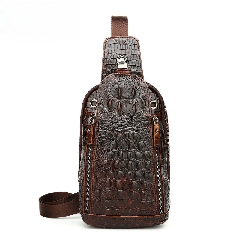 Cool Sling Crossbody Backpack For Men Leather Sling Bag Mens One Shoulder Backpack