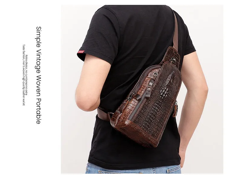 Cool Sling Crossbody Backpack For Men Leather Sling Bag Mens One Shoulder Backpack