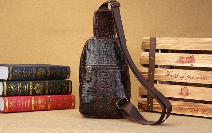 Cool Sling Crossbody Backpack For Men Leather Sling Bag Mens One Shoulder Backpack