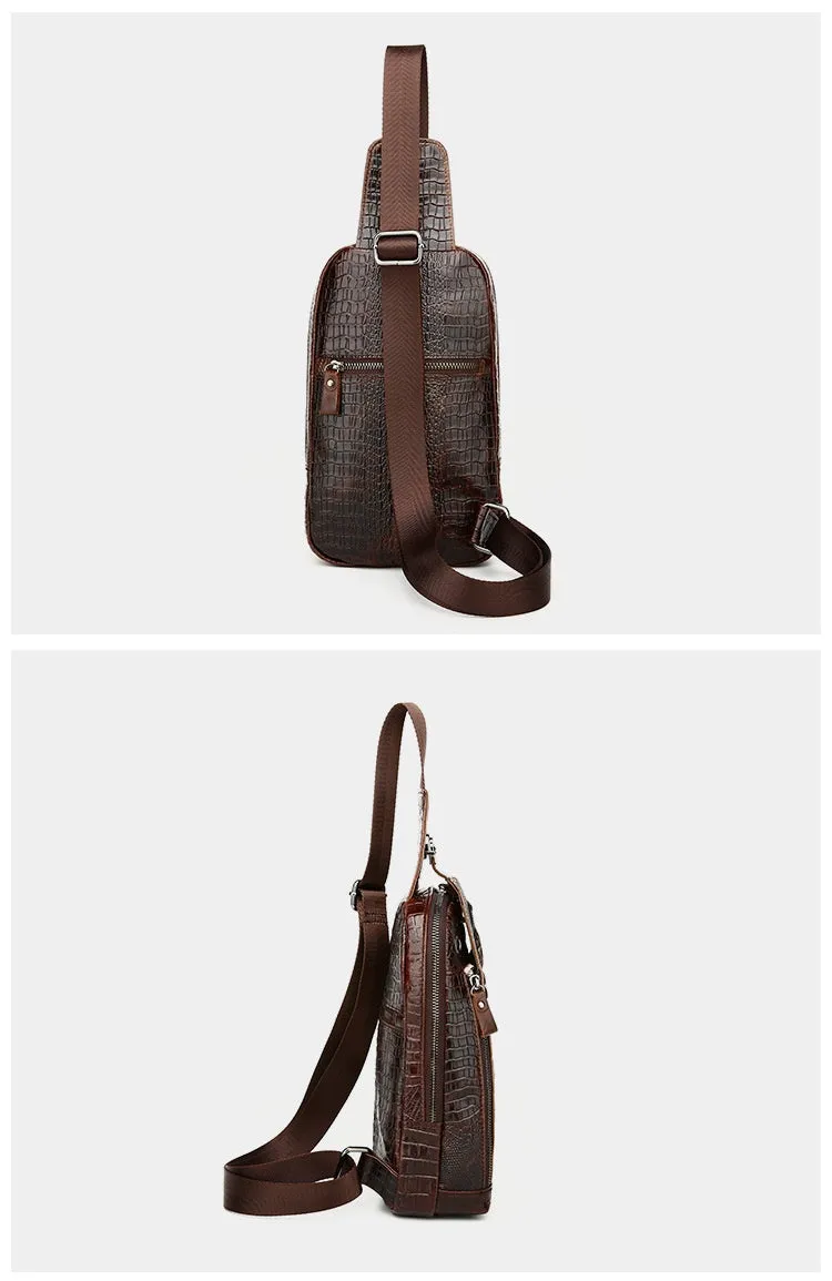 Cool Sling Crossbody Backpack For Men Leather Sling Bag Mens One Shoulder Backpack