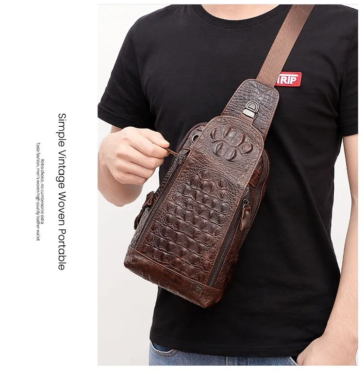 Cool Sling Crossbody Backpack For Men Leather Sling Bag Mens One Shoulder Backpack