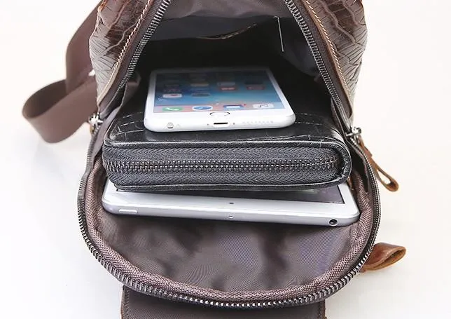 Cool Sling Crossbody Backpack For Men Leather Sling Bag Mens One Shoulder Backpack