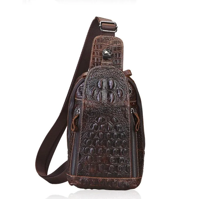 Cool Sling Crossbody Backpack For Men Leather Sling Bag Mens One Shoulder Backpack