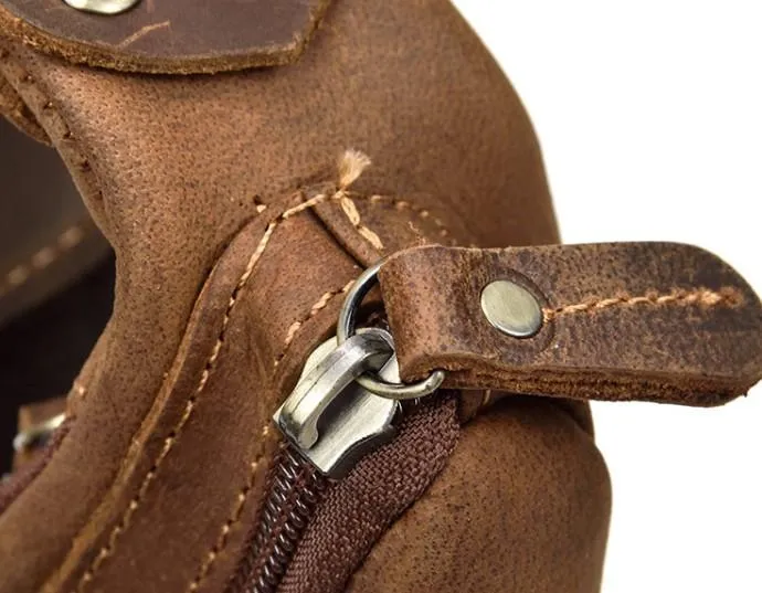 Cool Triangular Leather Mens Sling Bag Chest Bag Sling Crossbody Bag One Shoulder Backpack For Mens
