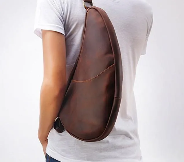 Cool Vintage Brown Leather Chest Bag Sling Bag Sling Crossbody Bag For Men