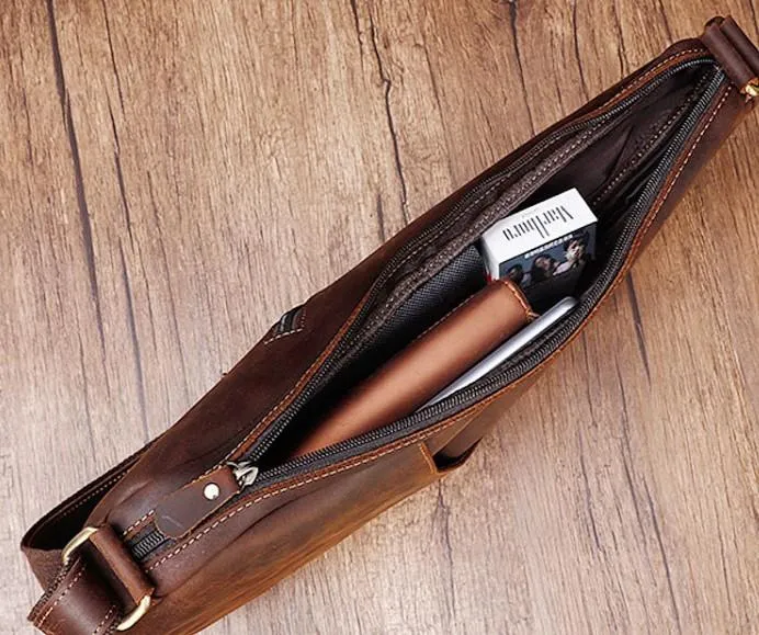 Cool Vintage Brown Leather Chest Bag Sling Bag Sling Crossbody Bag For Men