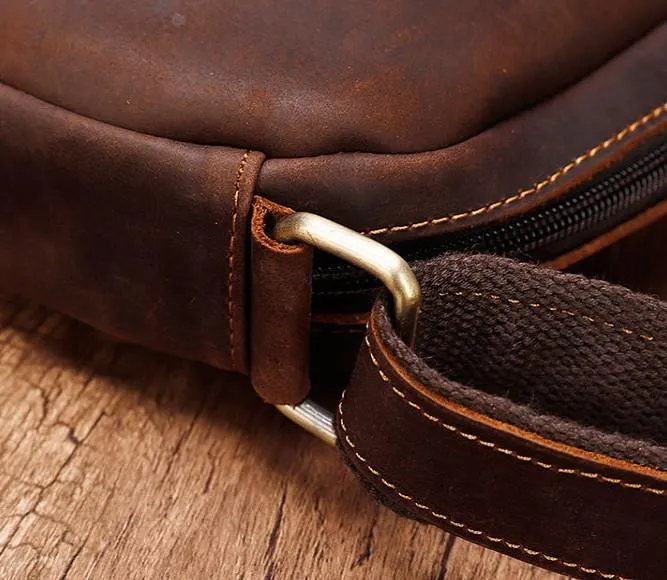 Cool Vintage Brown Leather Chest Bag Sling Bag Sling Crossbody Bag For Men