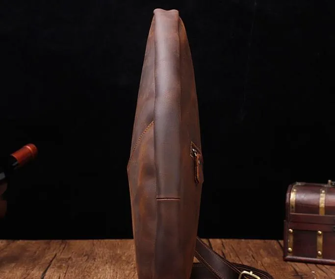 Cool Vintage Brown Leather Chest Bag Sling Bag Sling Crossbody Bag For Men