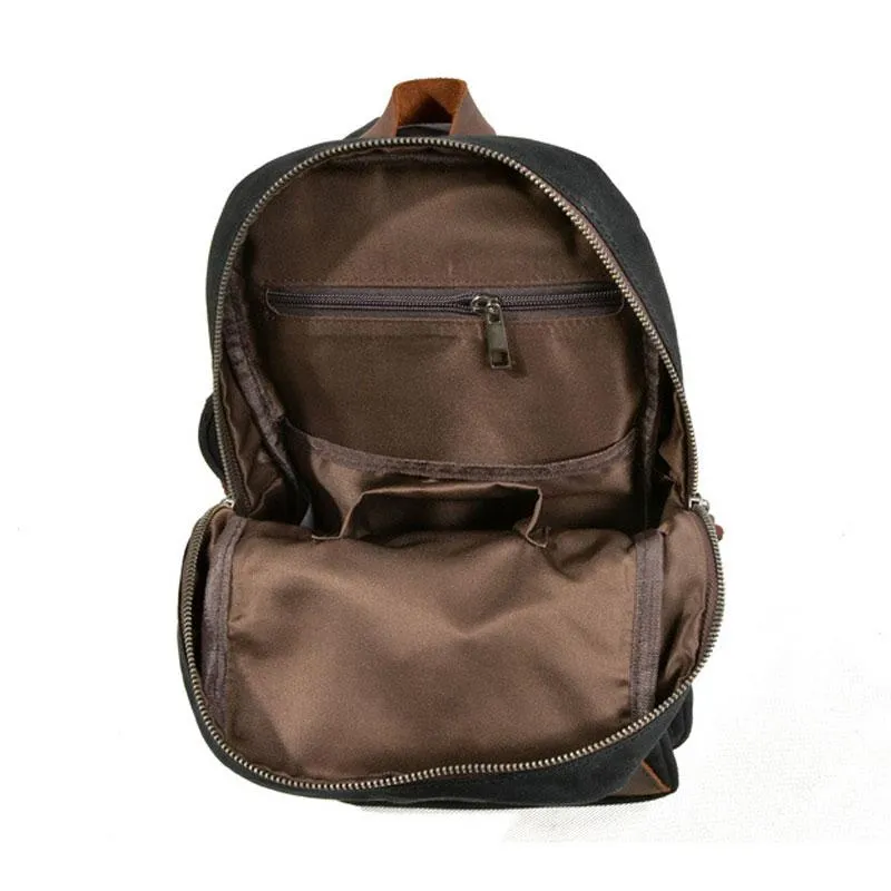 Cool Waxed Canvas Leather Mens Chest Bag Sling Bag One Shoulder Packs for men