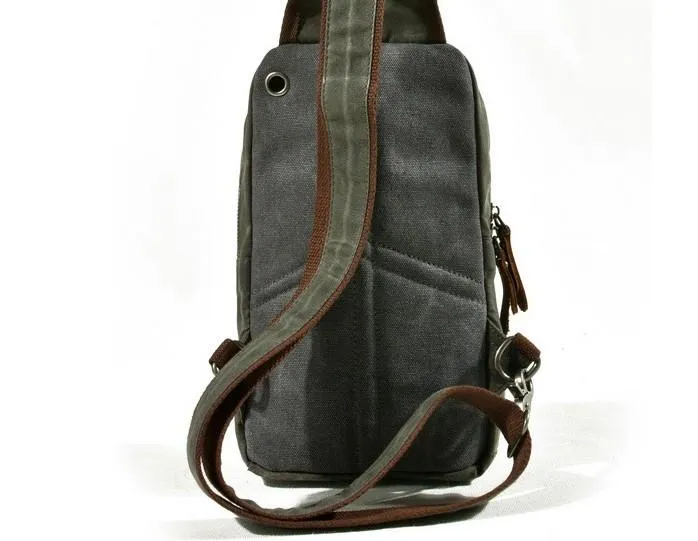 Cool Waxed Canvas Mens  Chest Bag Sling Bag One Shoulder Packs for men