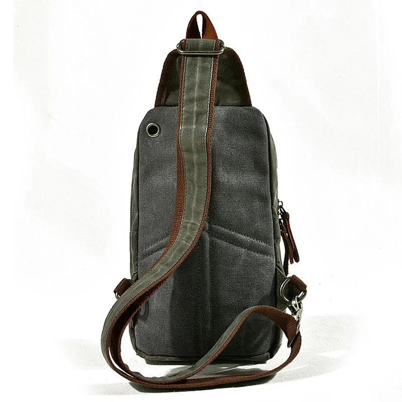 Cool Waxed Canvas Mens  Chest Bag Sling Bag One Shoulder Packs for men