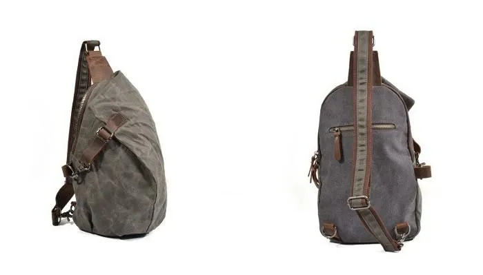 Cool Waxed Canvas Mens Sling Bag Chest Bag One Shoulder Packs for men