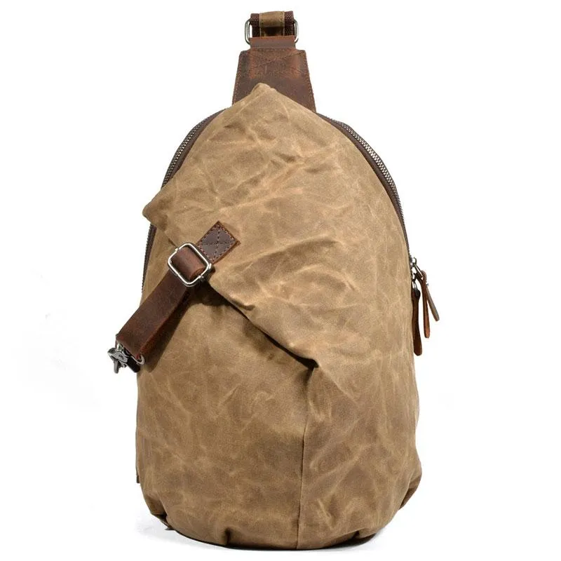 Cool Waxed Canvas Mens Sling Bag Chest Bag One Shoulder Packs for men