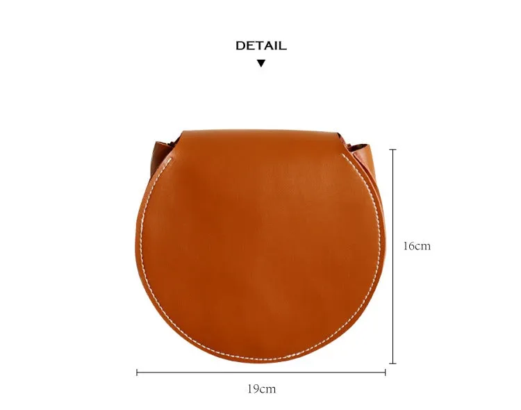 Cute Coffee LEATHER Around Side Bag Handmade WOMEN Circle Crossbody BAG Phone Purse FOR WOMEN