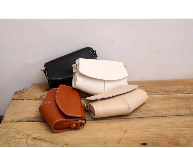 Cute LEATHER Side Bags Sling Bag Brown WOMEN Saddle SHOULDER BAG Small Crossbody Purses FOR WOMEN