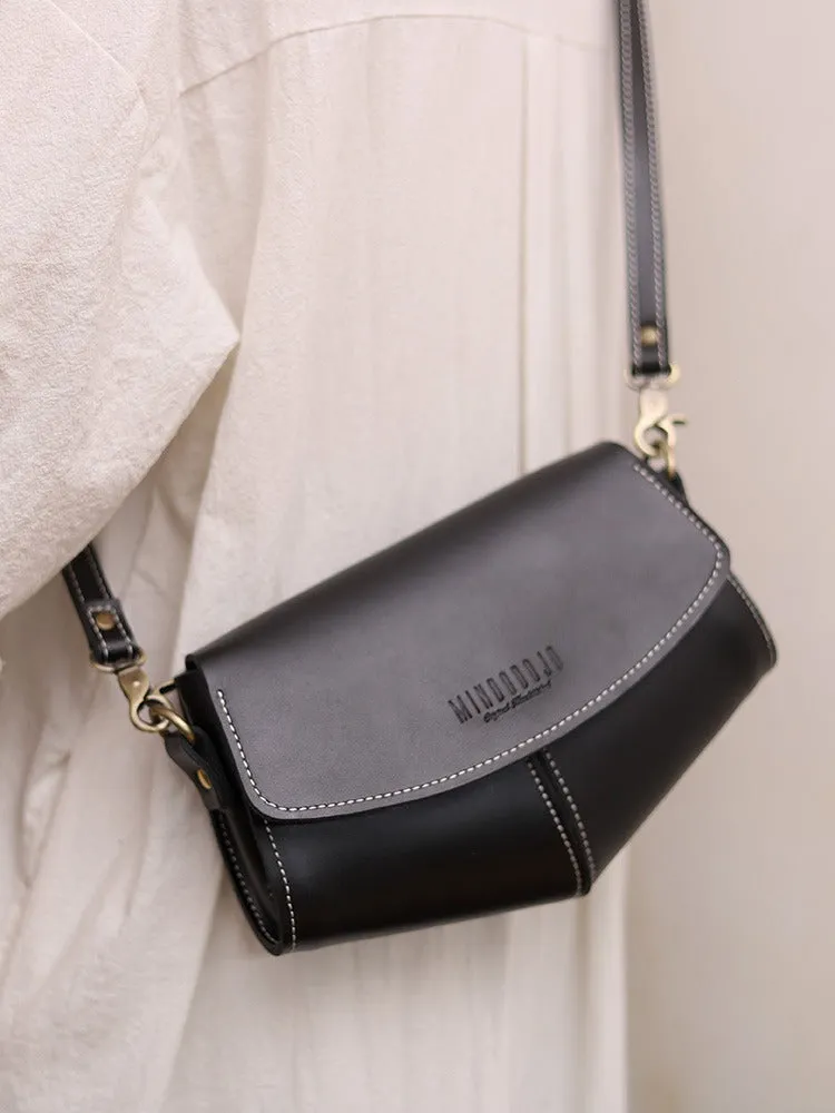 Cute LEATHER Side Bags Sling Bag Brown WOMEN Saddle SHOULDER BAG Small Crossbody Purses FOR WOMEN
