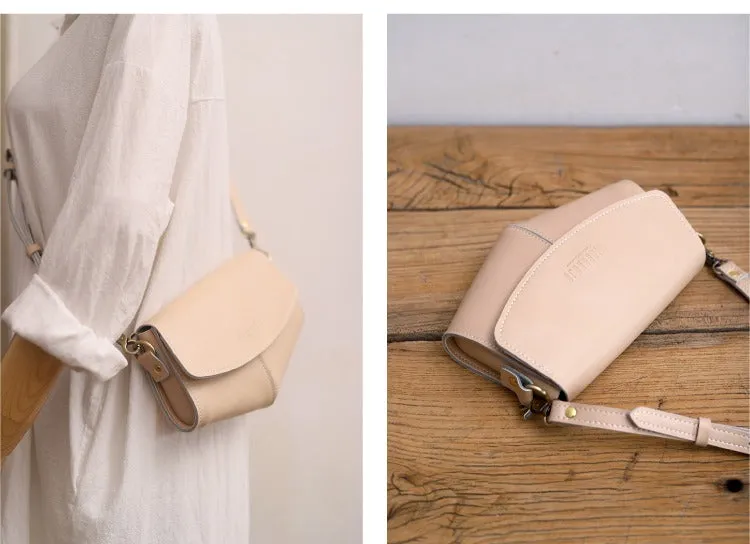 Cute LEATHER Side Bags Sling Bag Brown WOMEN Saddle SHOULDER BAG Small Crossbody Purses FOR WOMEN