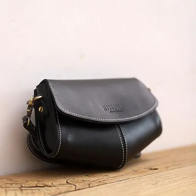 Cute LEATHER Side Bags Sling Bag Brown WOMEN Saddle SHOULDER BAG Small Crossbody Purses FOR WOMEN