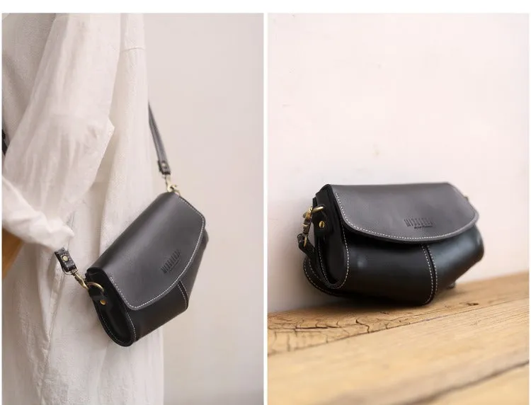 Cute LEATHER Side Bags Sling Bag Brown WOMEN Saddle SHOULDER BAG Small Crossbody Purses FOR WOMEN