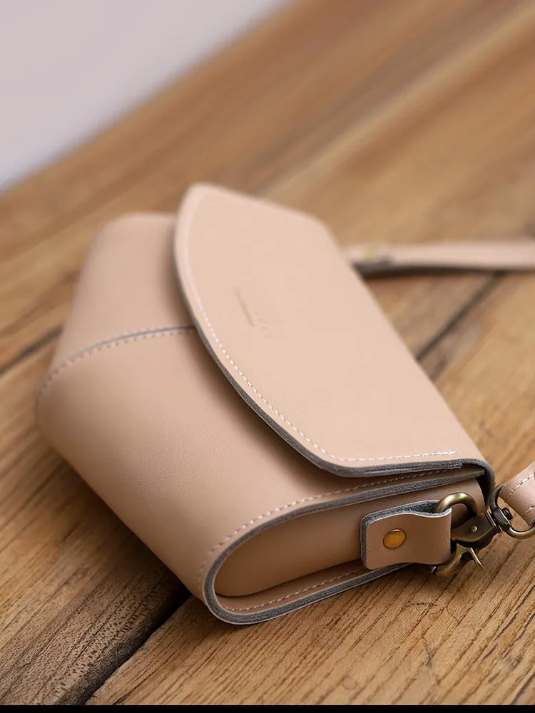 Cute LEATHER Side Bags Sling Bag Brown WOMEN Saddle SHOULDER BAG Small Crossbody Purses FOR WOMEN