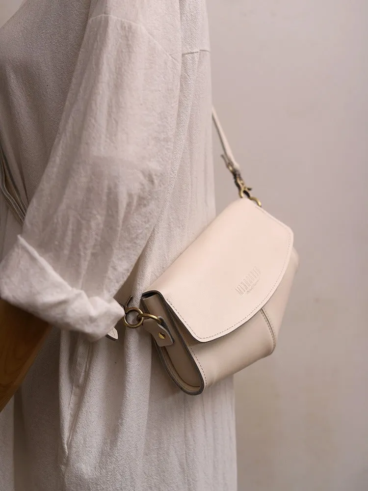 Cute LEATHER Side Bags Sling Bag Brown WOMEN Saddle SHOULDER BAG Small Crossbody Purses FOR WOMEN