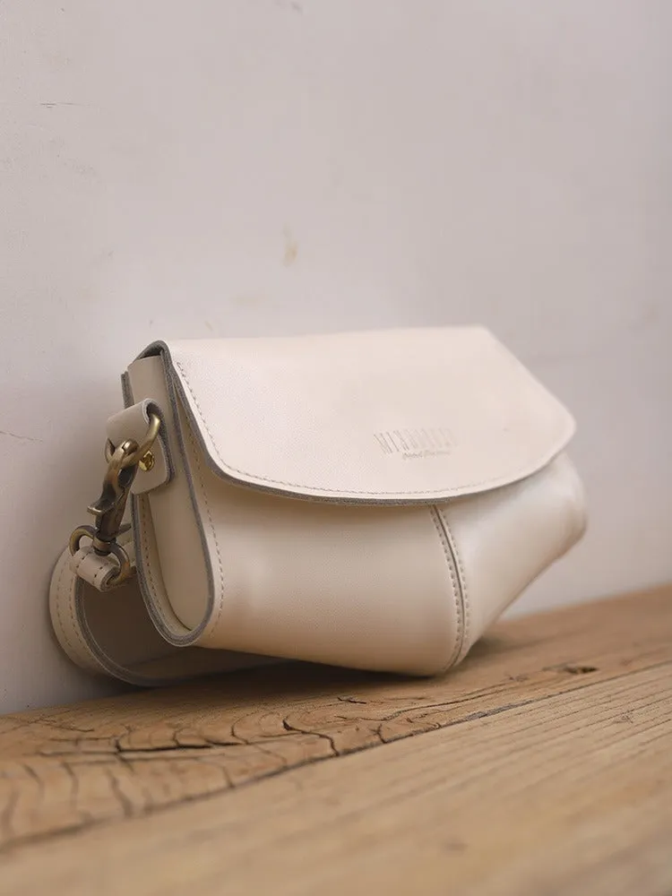 Cute LEATHER Sling Bag Side Bags White WOMEN Saddle SHOULDER BAG Small Crossbody Purses FOR WOMEN