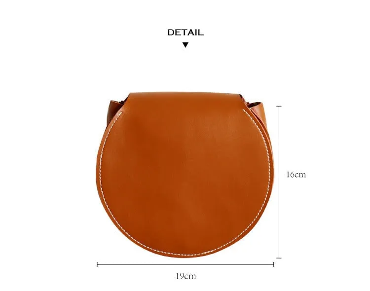 Cute Red LEATHER Around Side Bag Handmade WOMEN Circle Crossbody BAG Phone Purse FOR WOMEN