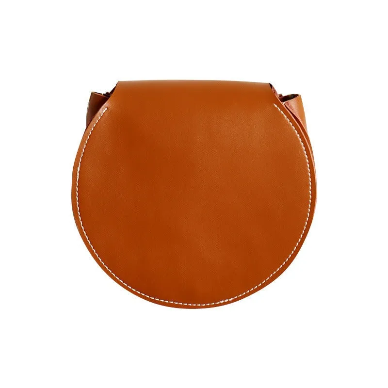 Cute Red LEATHER Around Side Bag Handmade WOMEN Circle Crossbody BAG Phone Purse FOR WOMEN