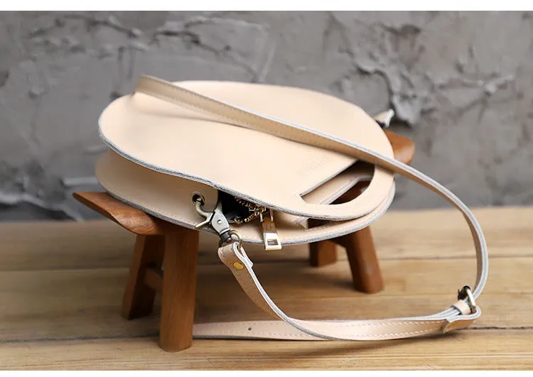 Cute Round LEATHER Handbag Black WOMEN Circle SHOULDER BAG Small Crossbody Purse FOR WOMEN