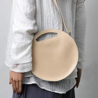 Cute Round LEATHER Handbag Green WOMEN Circle SHOULDER BAG Small Crossbody Purse FOR WOMEN
