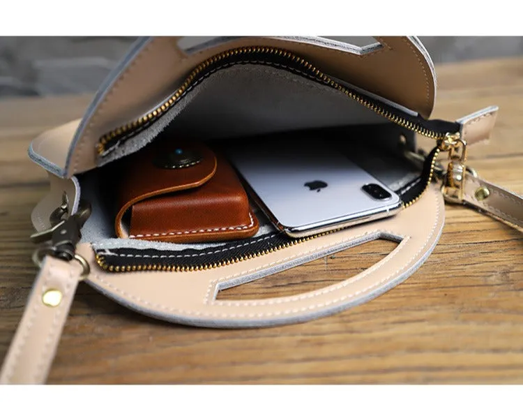 Cute Round LEATHER Handbag Green WOMEN Circle SHOULDER BAG Small Crossbody Purse FOR WOMEN