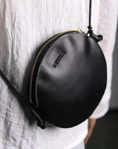 Cute Round LEATHER Slim Side Bag Green WOMEN Circle SHOULDER BAG Small Crossbody Purse FOR WOMEN