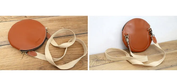 Cute Round LEATHER Small Side Bag Black WOMEN Circle SHOULDER BAG Small Crossbody Purse FOR WOMEN