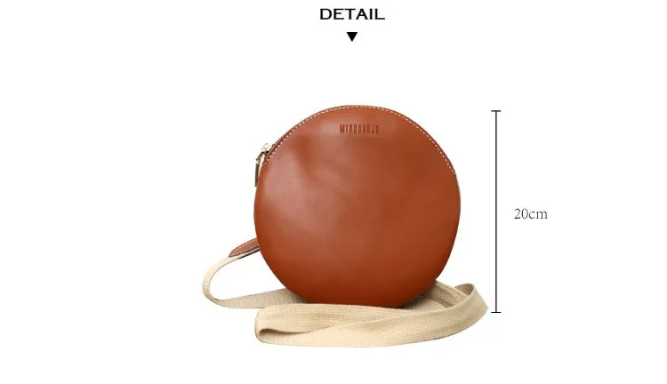 Cute Round LEATHER Small Side Bag Black WOMEN Circle SHOULDER BAG Small Crossbody Purse FOR WOMEN