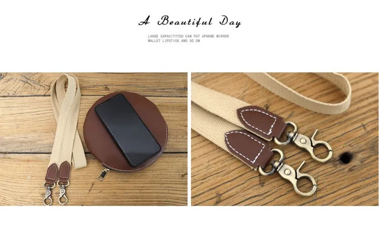Cute Round LEATHER Small Side Bag Black WOMEN Circle SHOULDER BAG Small Crossbody Purse FOR WOMEN