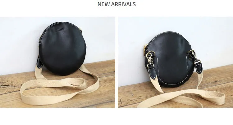 Cute Round LEATHER Small Side Bag Green WOMEN Circle SHOULDER BAG Small Crossbody Purse FOR WOMEN