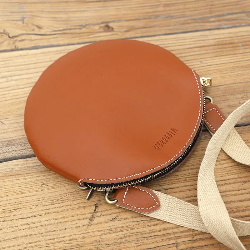 Cute Round LEATHER Small Side Bag Green WOMEN Circle SHOULDER BAG Small Crossbody Purse FOR WOMEN
