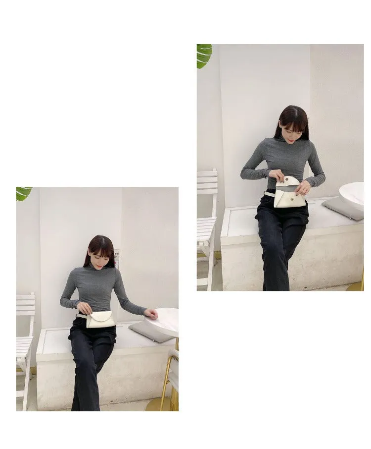 Cute Women Leather Fanny Pack Brown MIni Leather Sling Bag Small Waist BAG FOR WOMEN