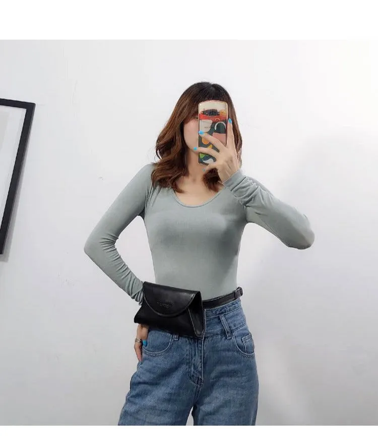 Cute Women Leather Fanny Pack White MIni Leather Sling Bag Small Waist BAG FOR WOMEN