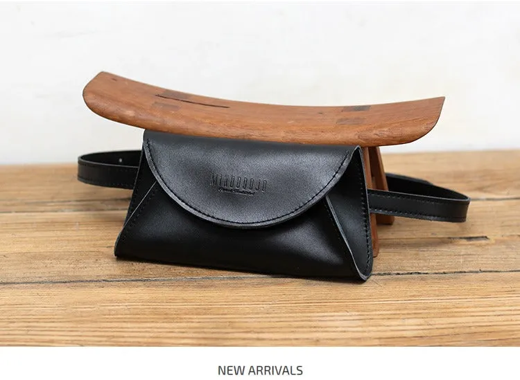 Cute Women Leather Fanny Pack White MIni Leather Sling Bag Small Waist BAG FOR WOMEN