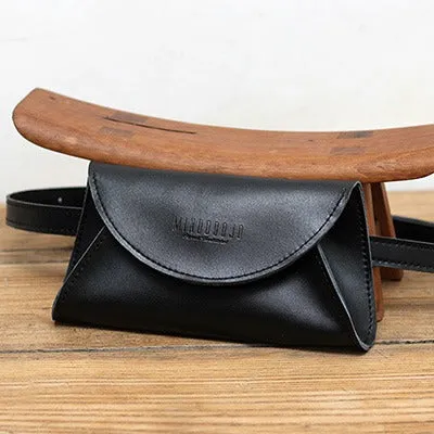 Cute Women Leather Fanny Pack White MIni Leather Sling Bag Small Waist BAG FOR WOMEN