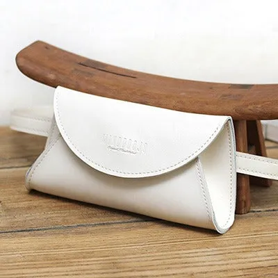 Cute Women Leather Fanny Pack White MIni Leather Sling Bag Small Waist BAG FOR WOMEN