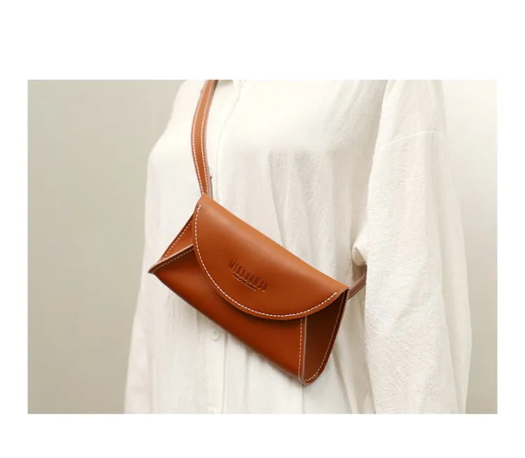 Cute Women Leather Fanny Pack White MIni Leather Sling Bag Small Waist BAG FOR WOMEN