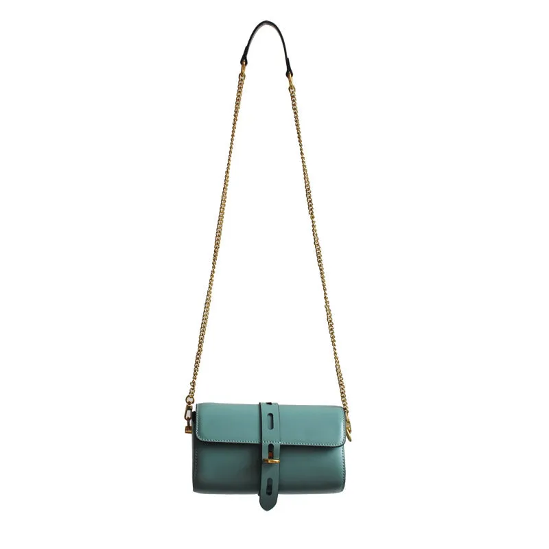 Cute Womens Blue Leather Barrel Crossbody Purse Bucket Round Chain Shoulder Bag for Women