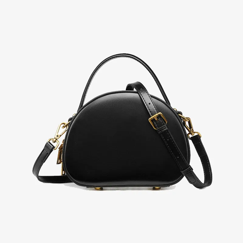 Cute Womens Green Leather Half Round Crossbody Purse Handbag Round Green Shoulder Bag for Women