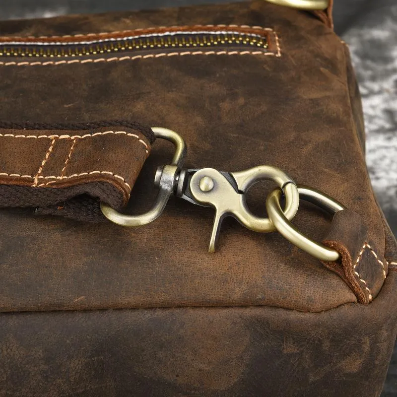Dark Brown Leather Men's Sling Bag Sling Pack Leather Chest Bag One Strap Backpack For Men